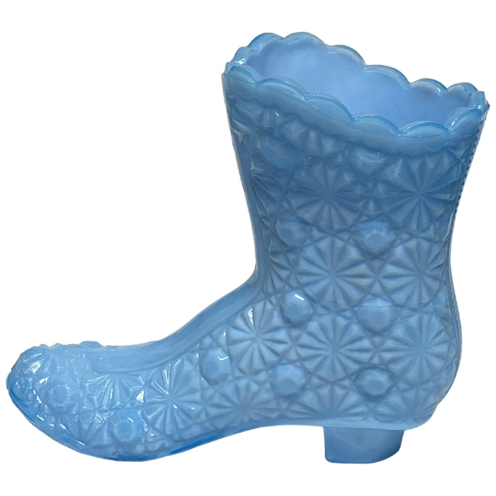 Vintage Boyd Glass Alpine Blue High Top Boot Daisy & Button 4" Figurine 1998 - Picture 2 of 16